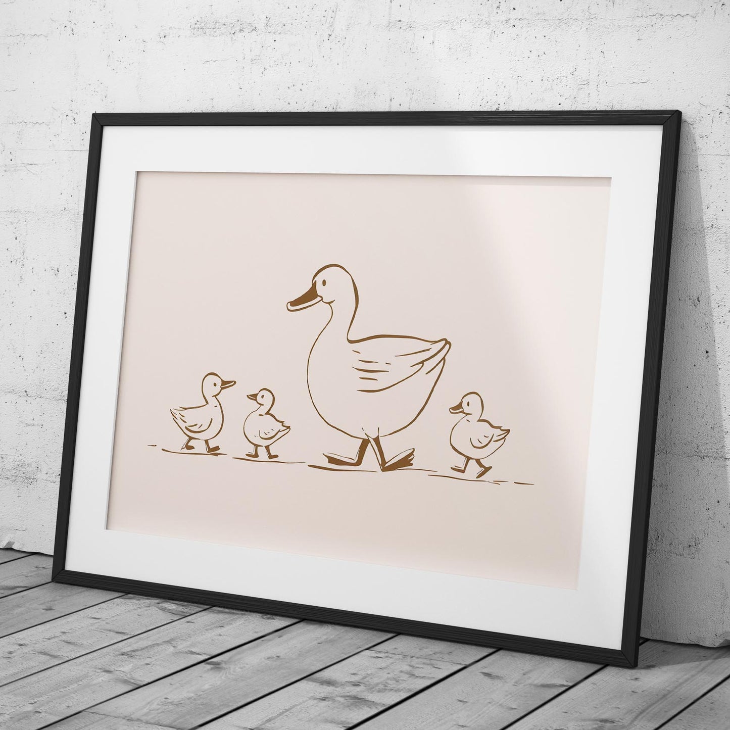 Mother Duck & Ducklings Springtime Nursery - Rolled Poster Wall Art Print - House Prints