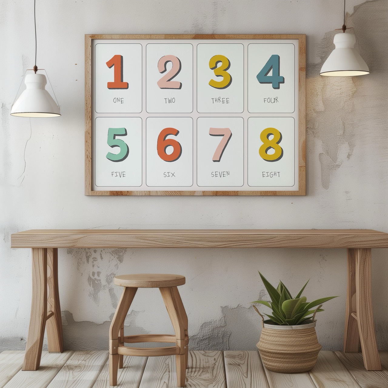 Playful Nursery Counting Colourful Numbers - Rolled Poster Wall Art Print - House Prints