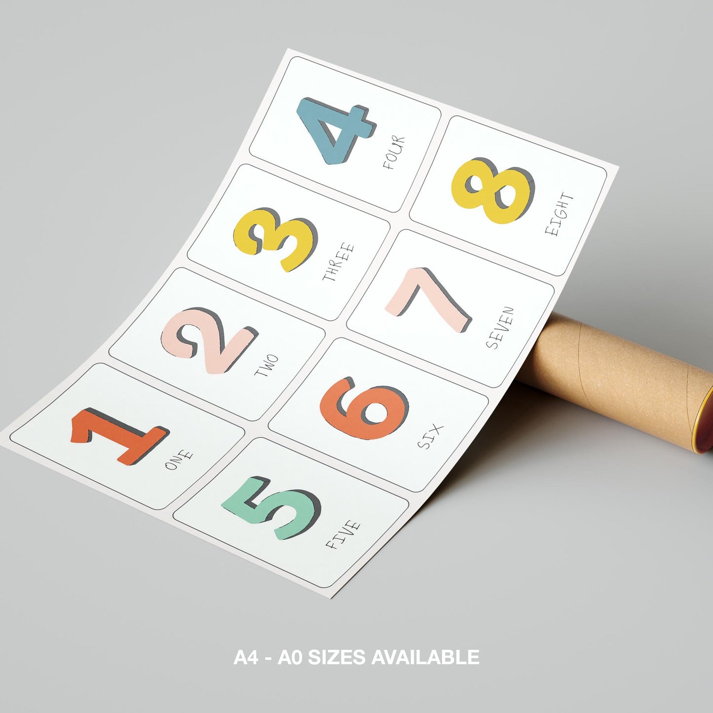 Playful Nursery Counting Colourful Numbers - Rolled Poster Wall Art Print - House Prints