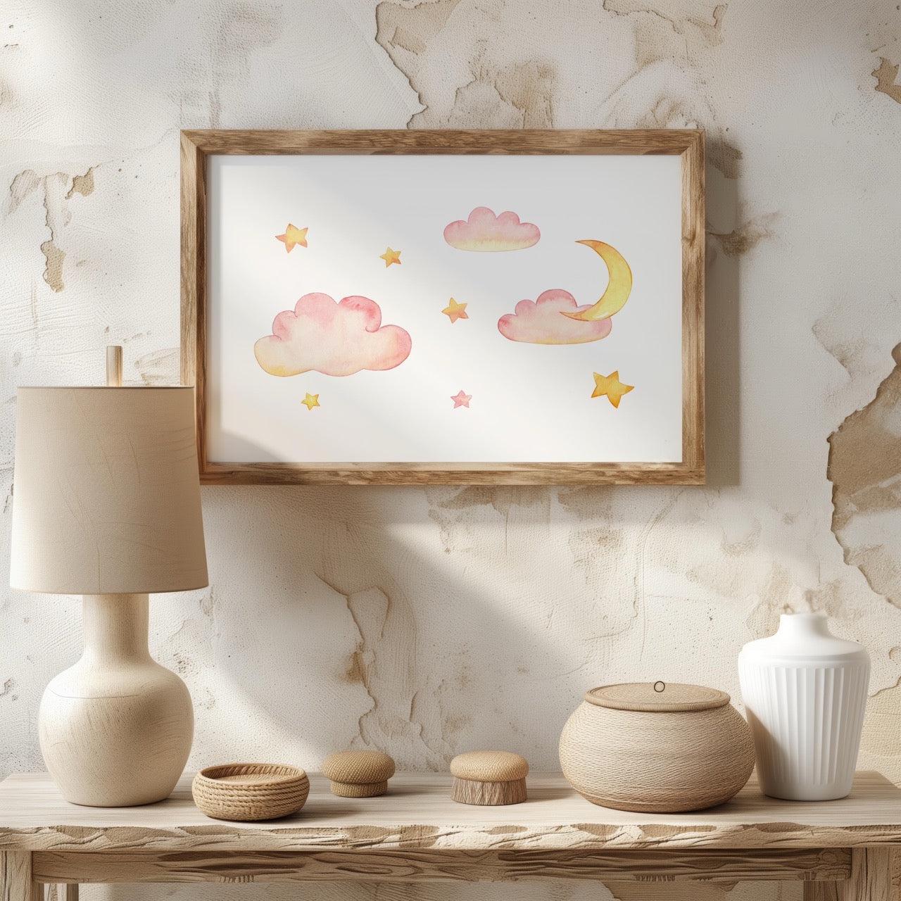 Dreamy Soft Pastel Pink Clouds - Rolled Poster Wall Art Print - House Prints