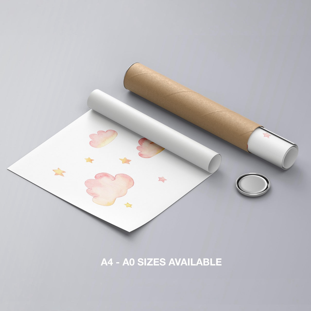 Dreamy Soft Pastel Pink Clouds - Rolled Poster Wall Art Print - House Prints
