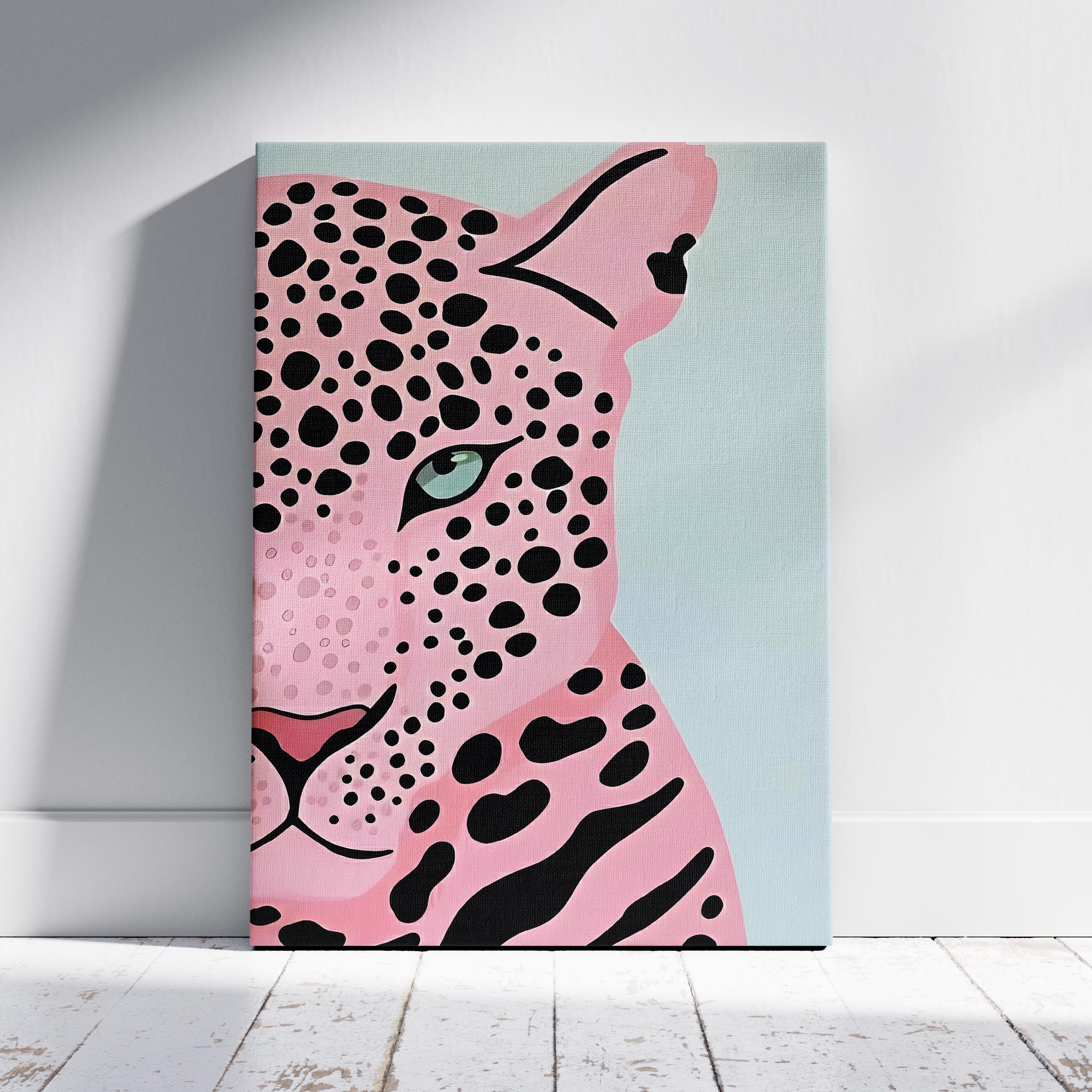 Pink Panther's Fierce Gaze - Framed Canvas Wall Art Print | House Prints