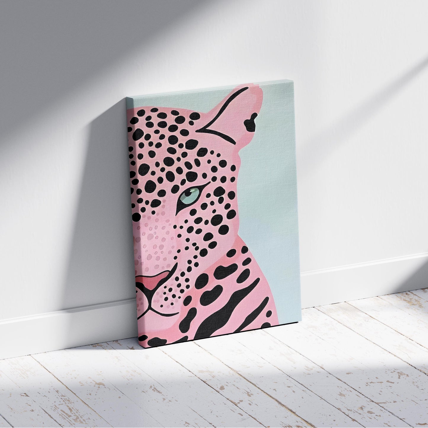 Pink Panther's Fierce Gaze - Framed Canvas Wall Art Print - House Prints
