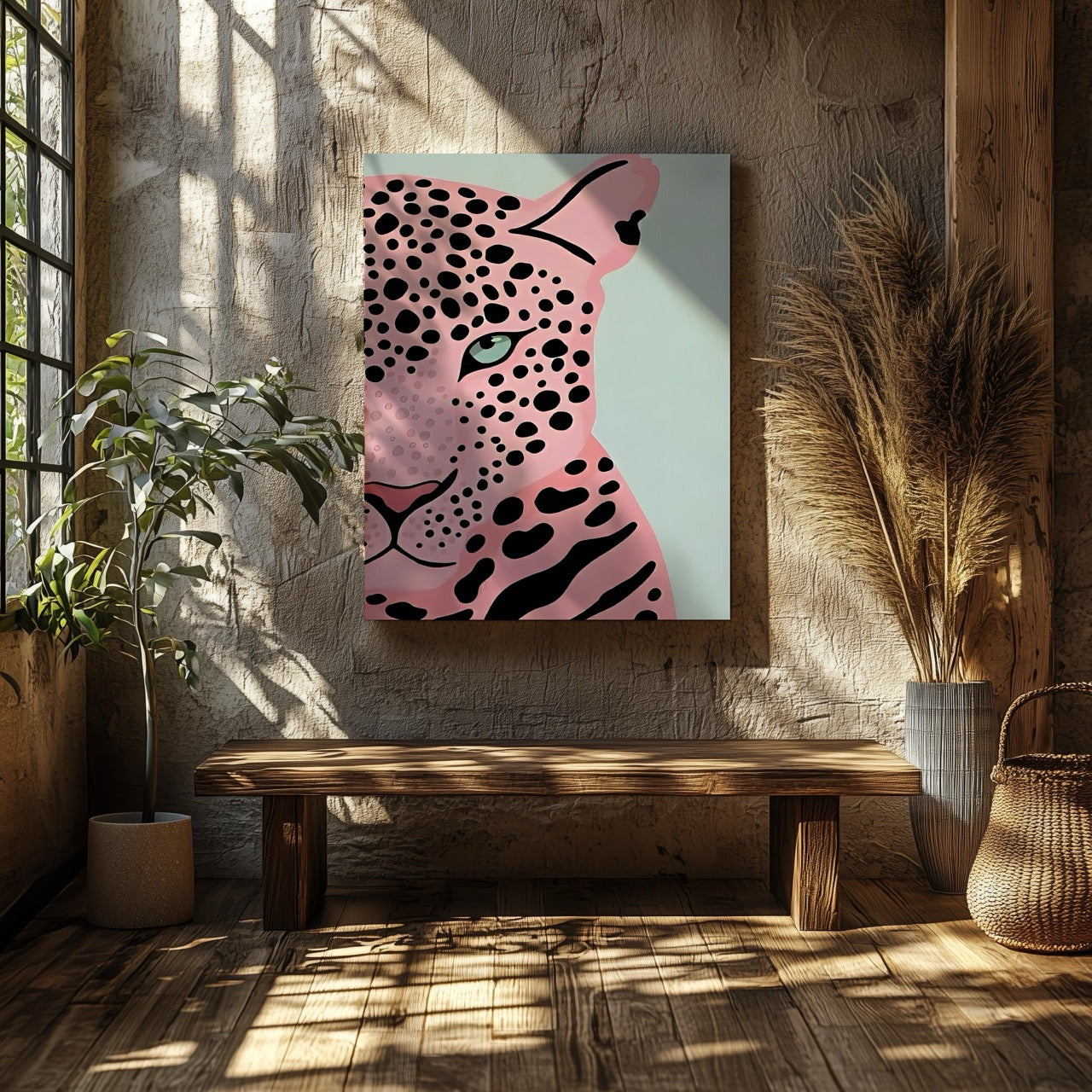 Pink Panther's Fierce Gaze - Framed Canvas Wall Art Print | House Prints