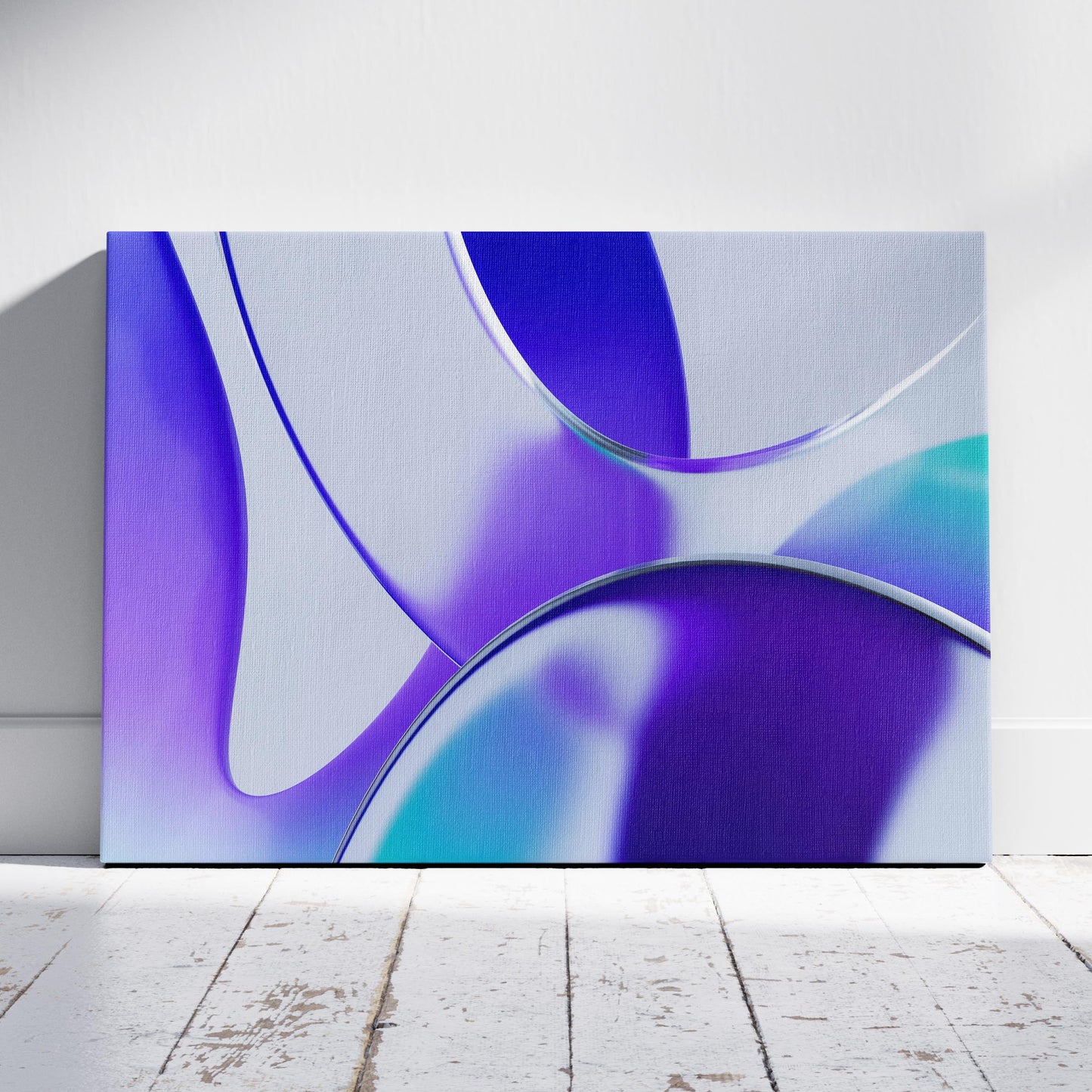 Abstract Violet Glass Waves - Framed Canvas Wall Art Print - House Prints