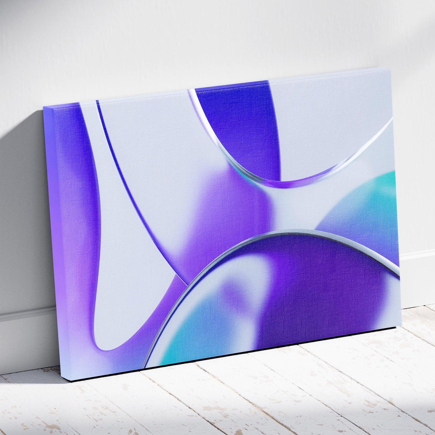 Abstract Violet Glass Waves - Framed Canvas Wall Art Print - House Prints