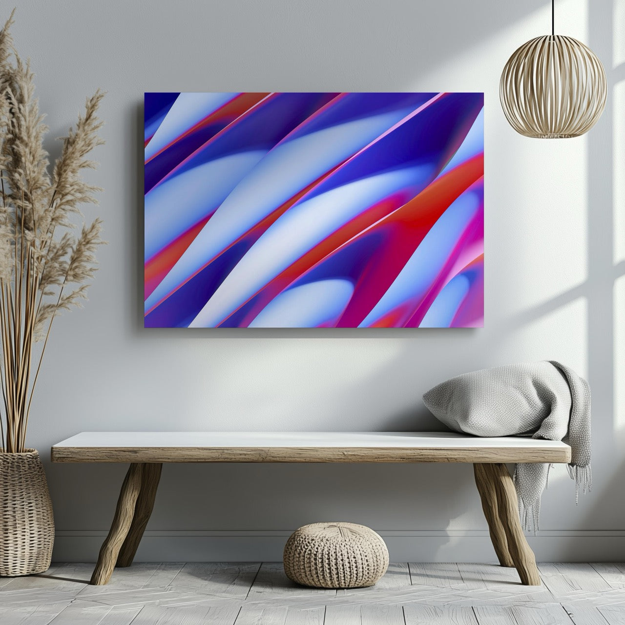 Vibrant Waves of Motion - Framed Canvas Wall Art Print - House Prints