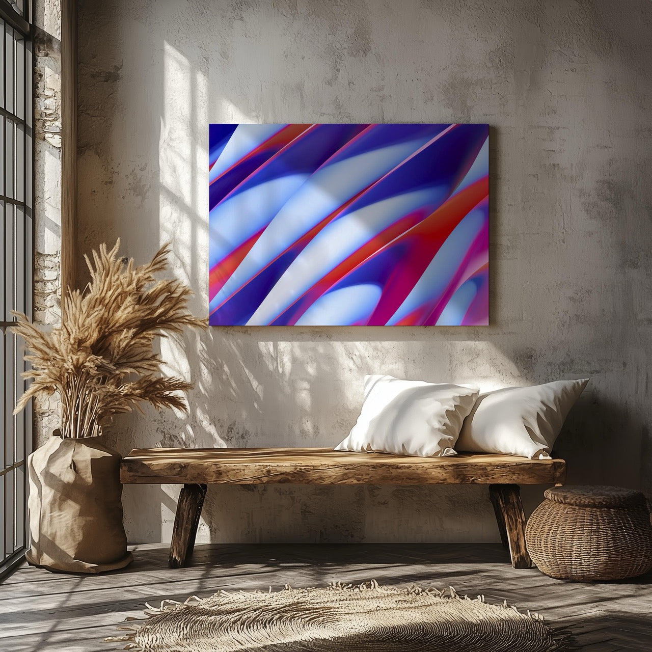 Vibrant Waves of Motion - Framed Canvas Wall Art Print - House Prints