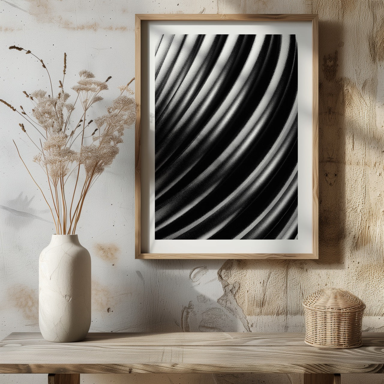 Monochrome Flow in Motion - Rolled Poster Wall Art Print