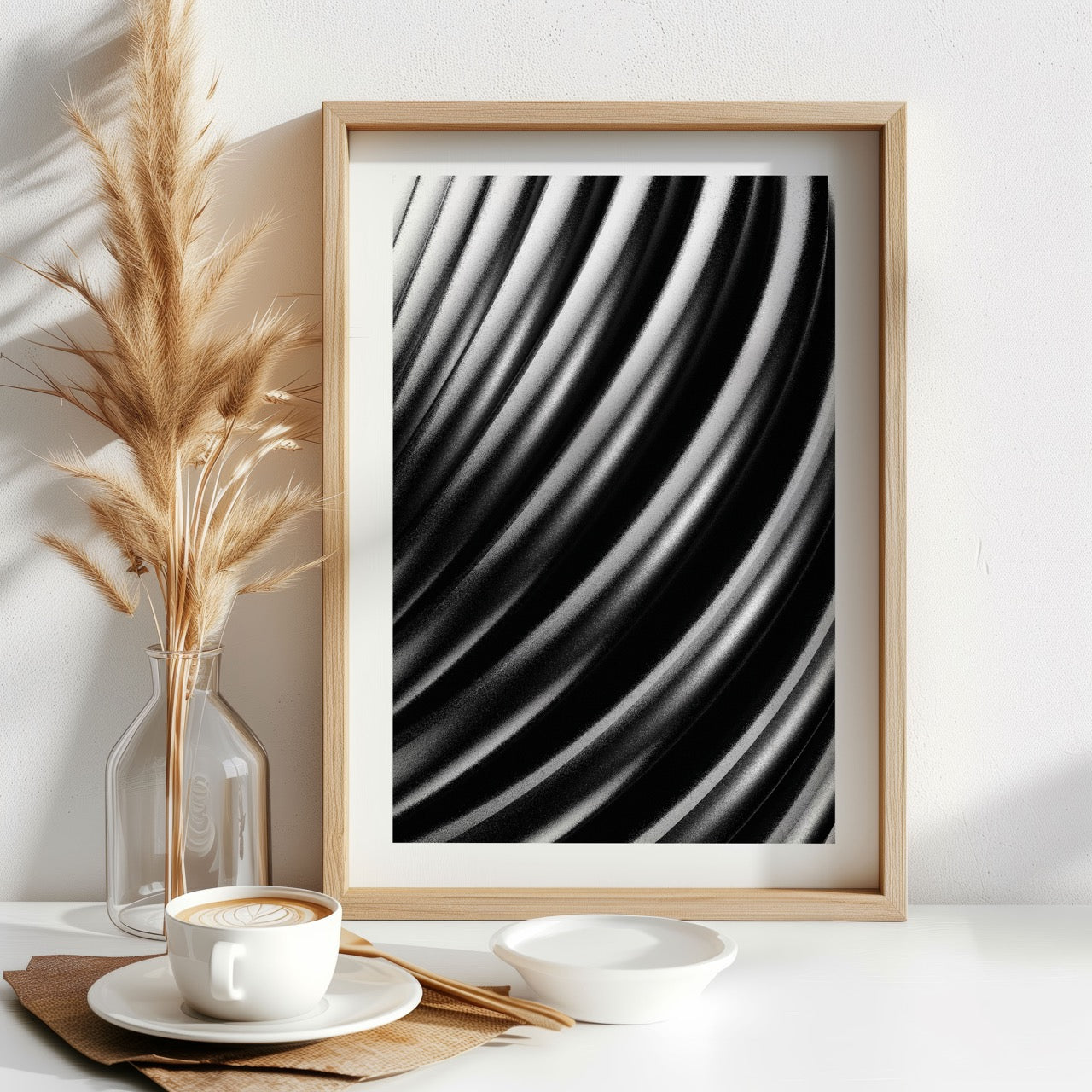 Monochrome Flow in Motion - Rolled Poster Wall Art Print