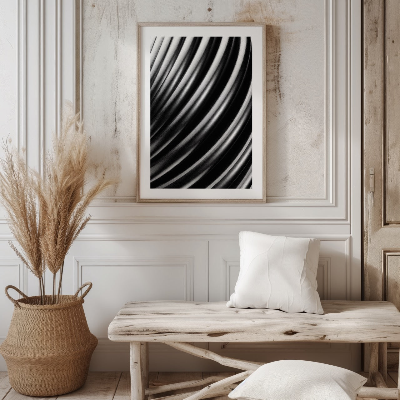 Monochrome Flow in Motion - Rolled Poster Wall Art Print