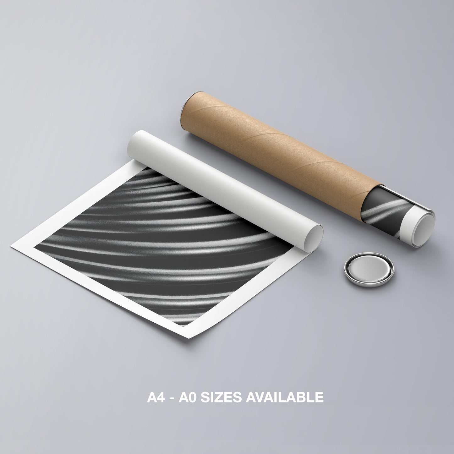 Monochrome Flow in Motion - Rolled Poster Wall Art Print