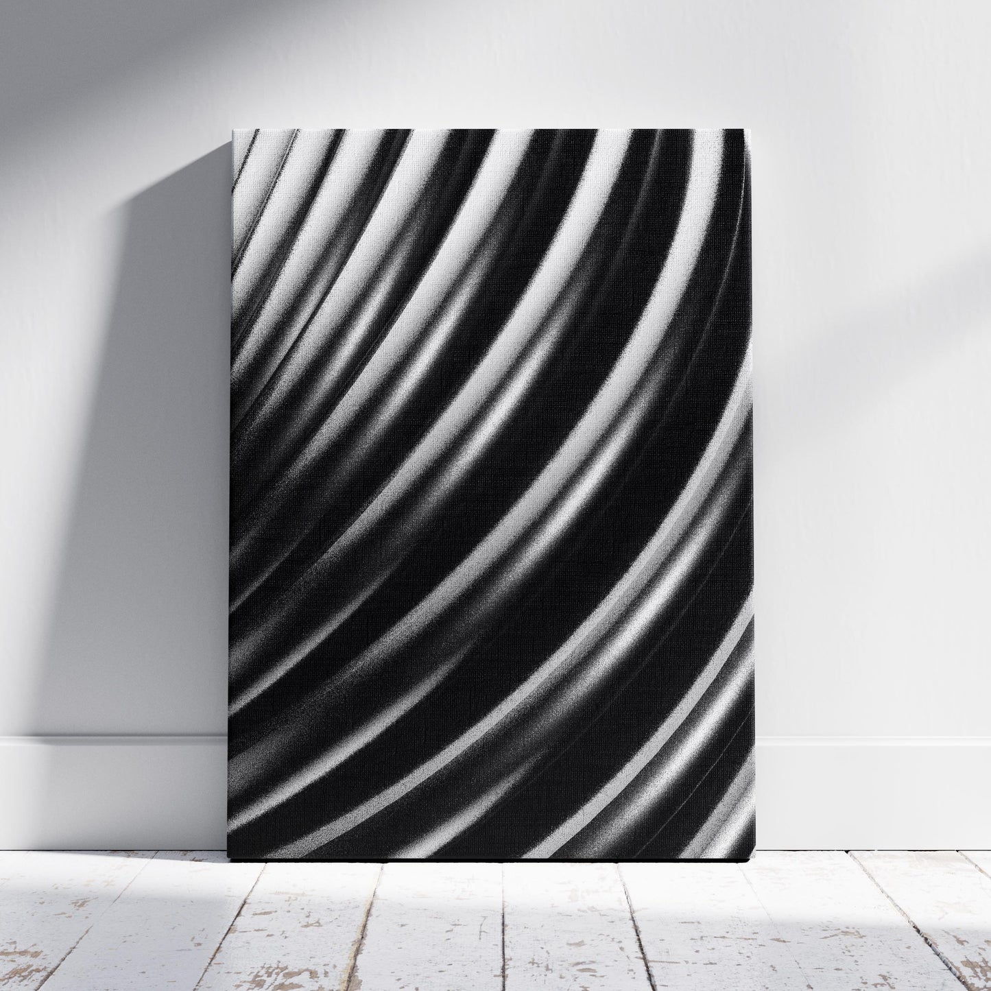 Monochrome Flow in Motion - Framed Canvas Wall Art Print - House Prints