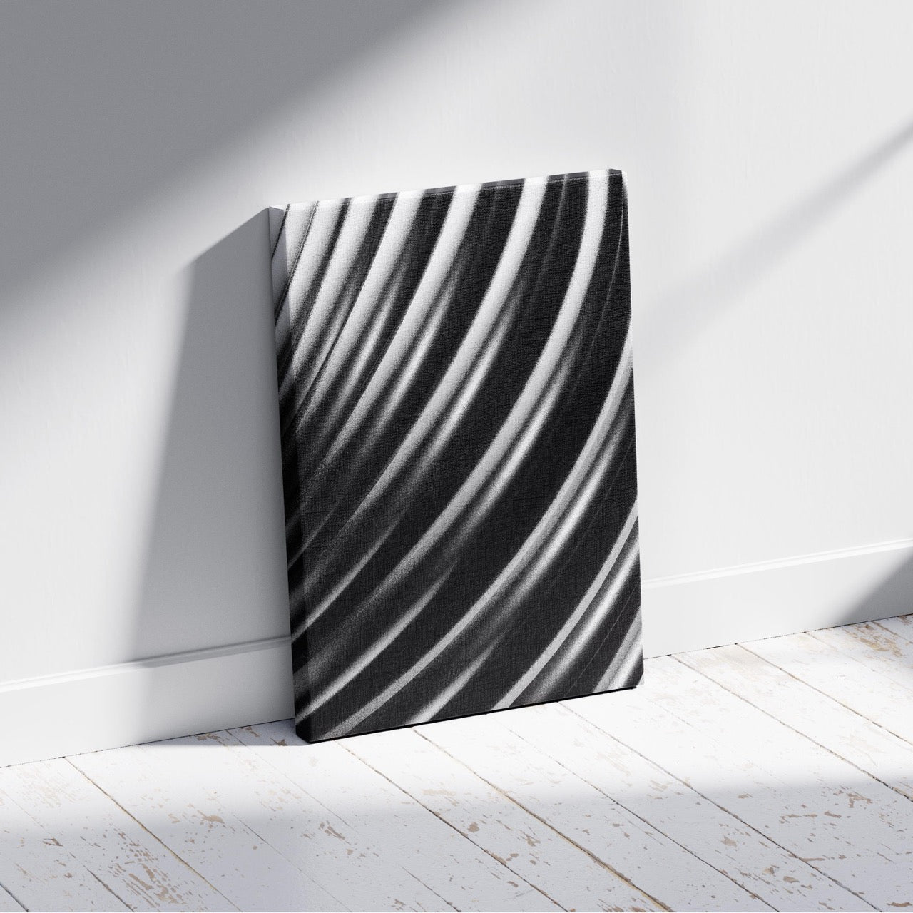 Monochrome Flow in Motion - Framed Canvas Wall Art Print - House Prints