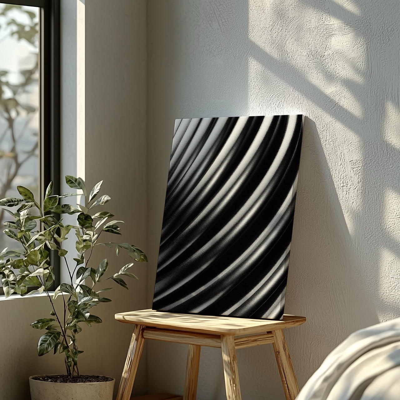 Monochrome Flow in Motion - Framed Canvas Wall Art Print - House Prints