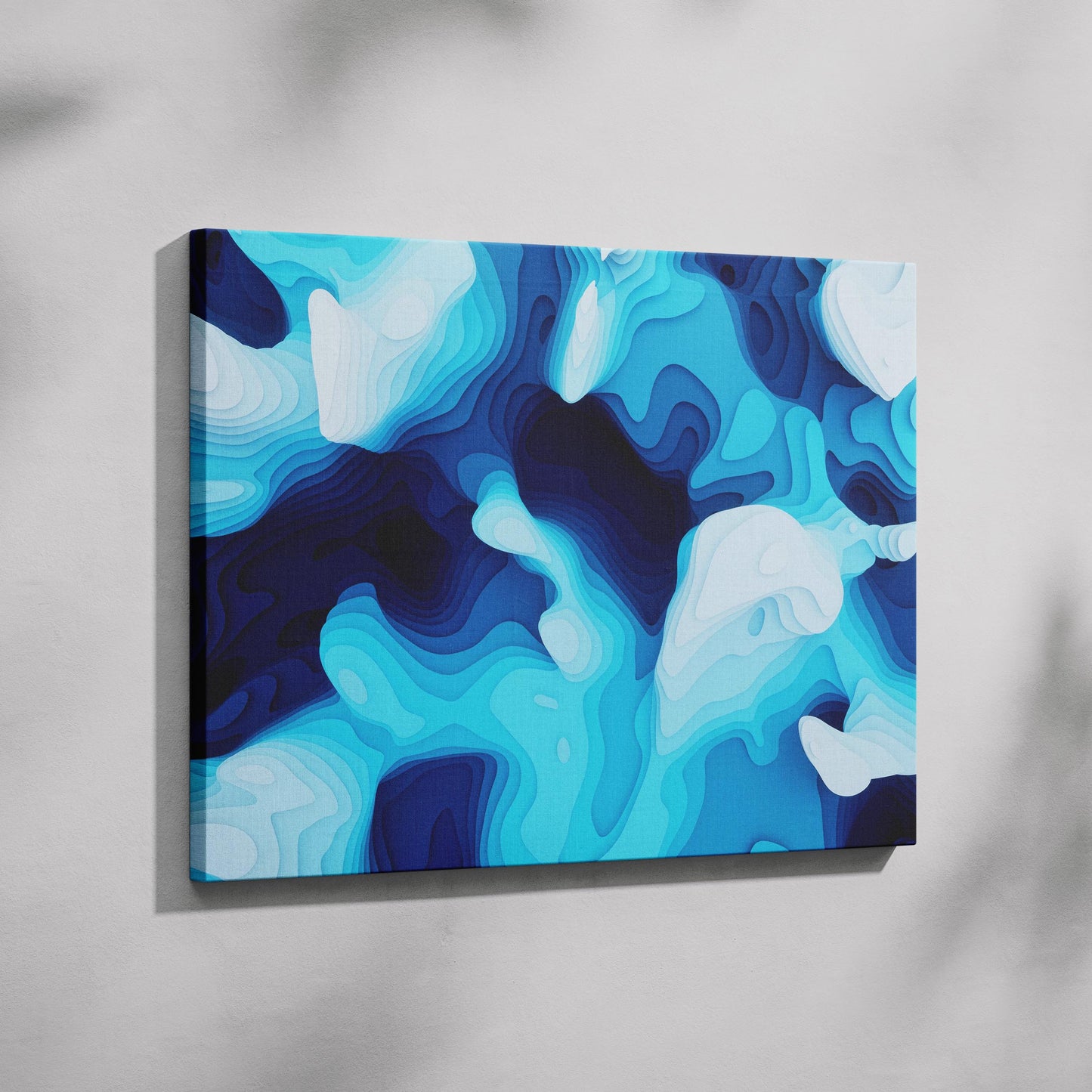 Oceanic Depths Abstract in Blue - Framed Canvas Wall Art Print - House Prints