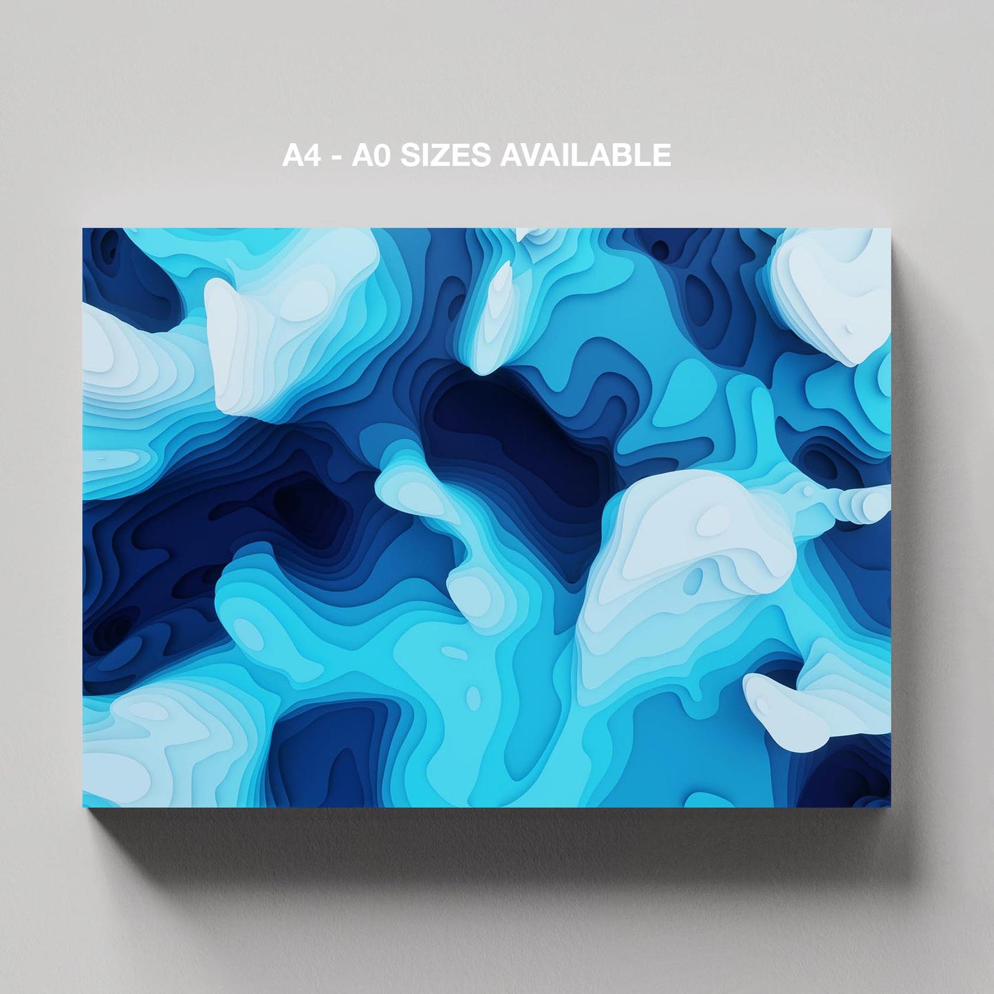 Oceanic Depths Abstract in Blue - Framed Canvas Wall Art Print - House Prints