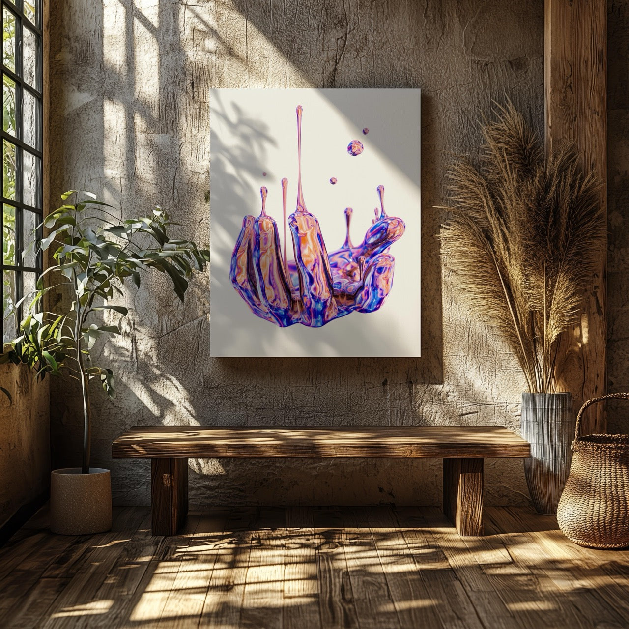 Vibrant Liquid Melting Hand - Framed Canvas Wall Art Print - House Prints