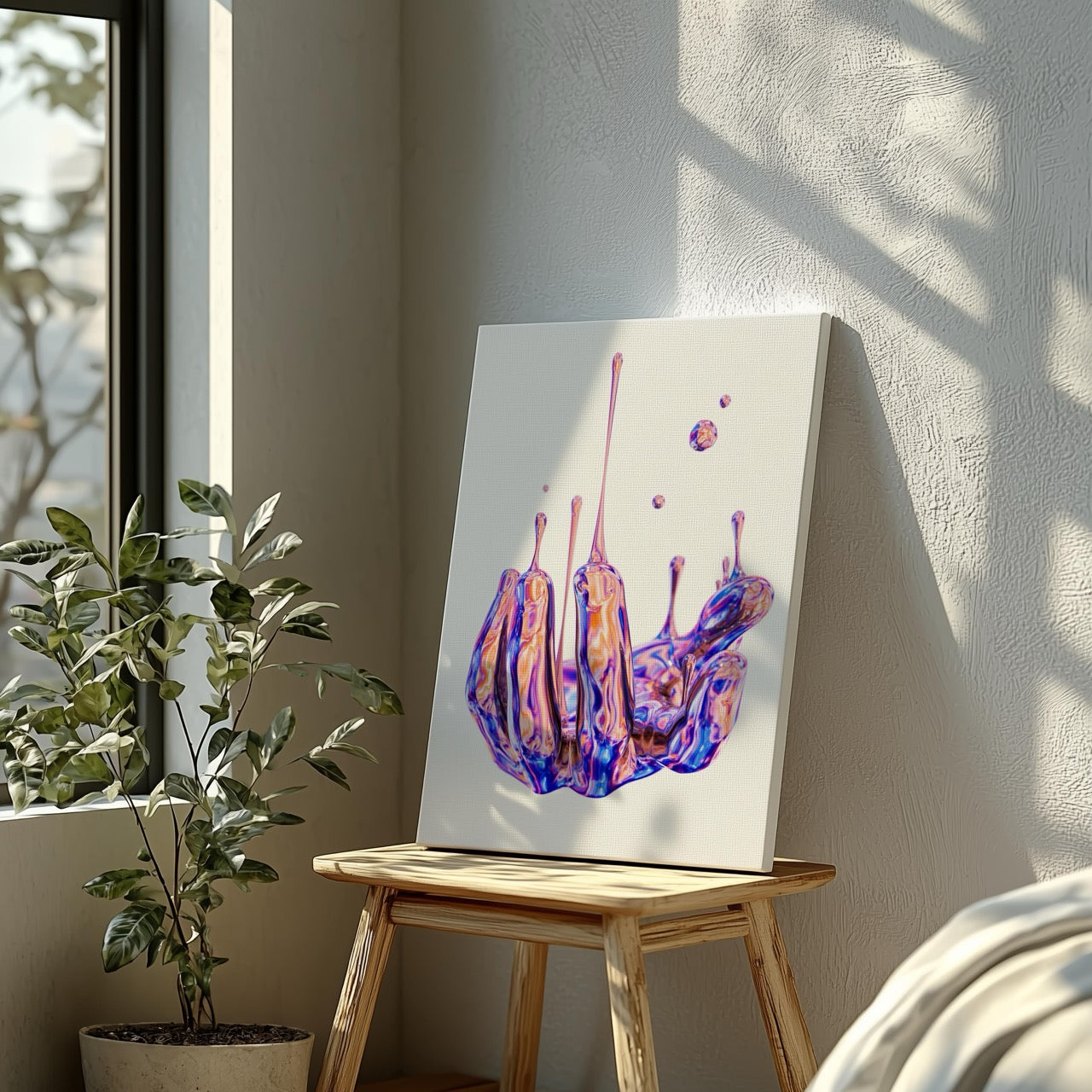 Vibrant Liquid Melting Hand - Framed Canvas Wall Art Print - House Prints