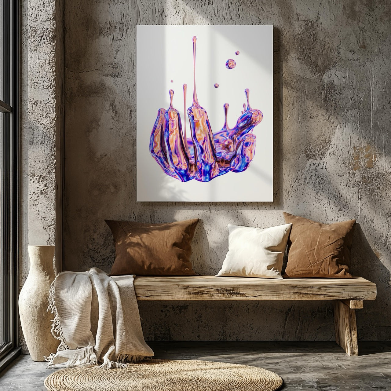 Vibrant Liquid Melting Hand - Framed Canvas Wall Art Print - House Prints