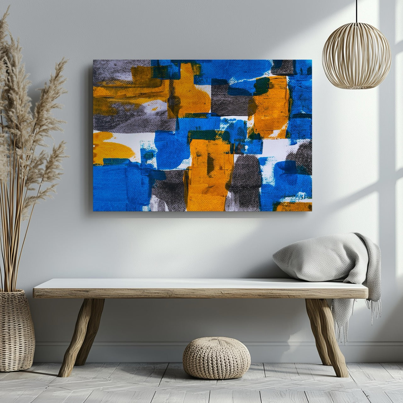 Bold Blocks of Energy - Framed Canvas Wall Art Print - House Prints