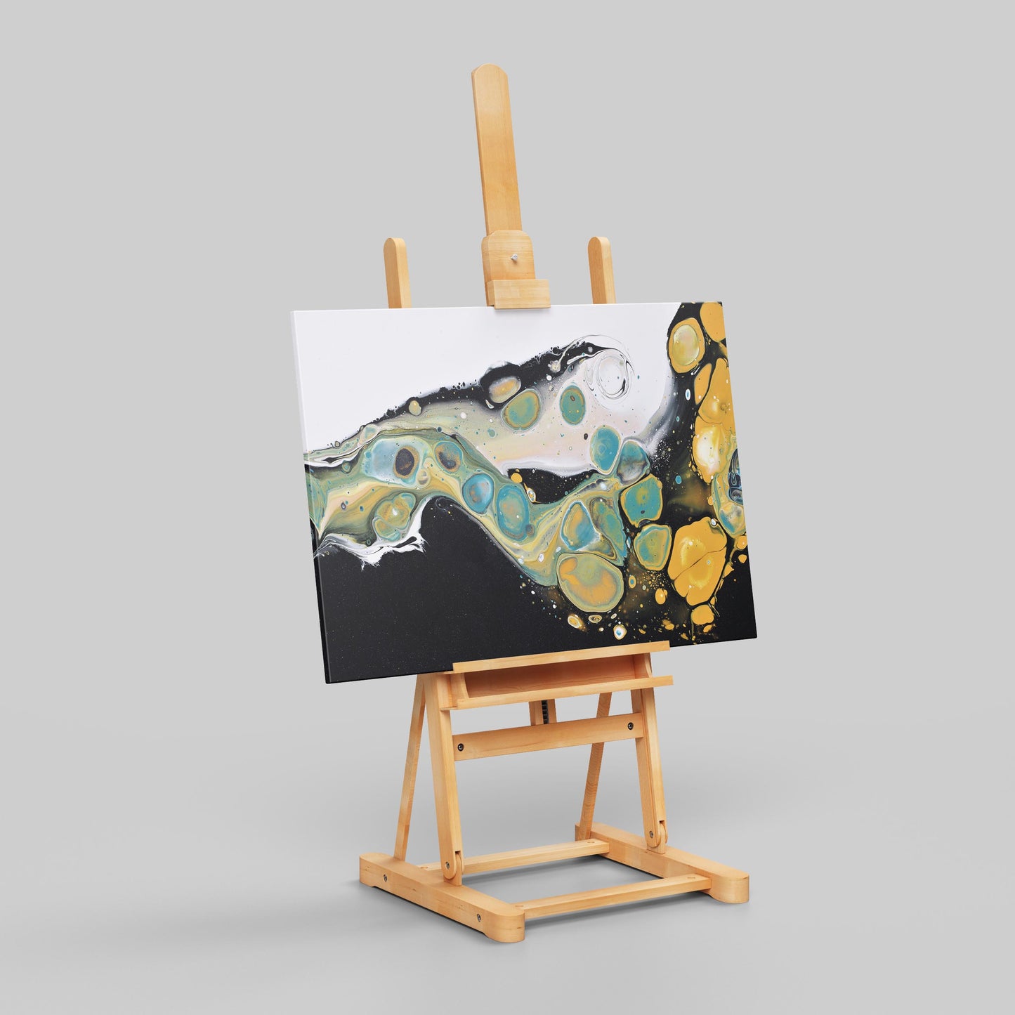 Celestial Abstract Waves of Gold - Framed Canvas Wall Art Print - House Prints