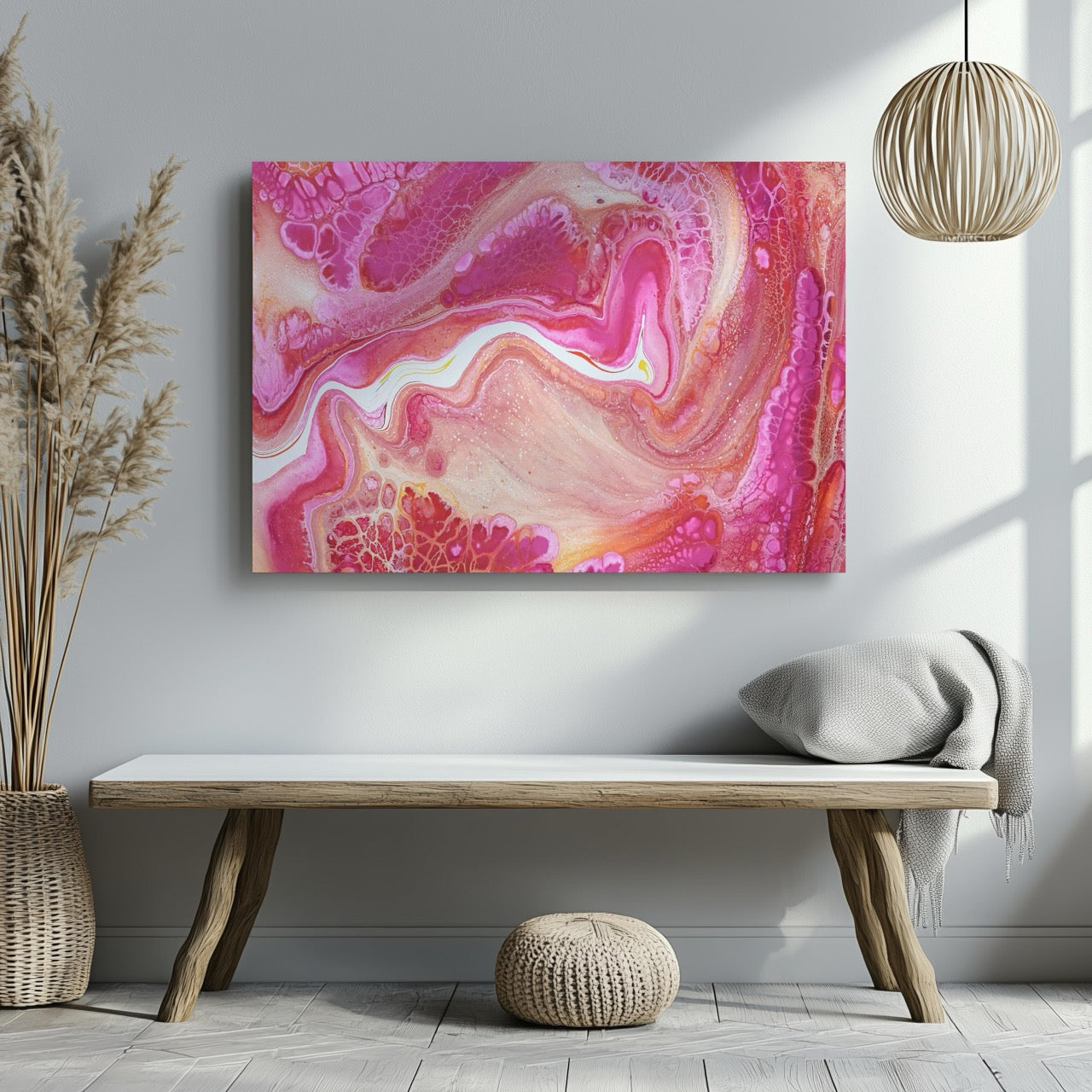 Pink Abstract Whirl of Serenity - Framed Canvas Wall Art Print - House Prints
