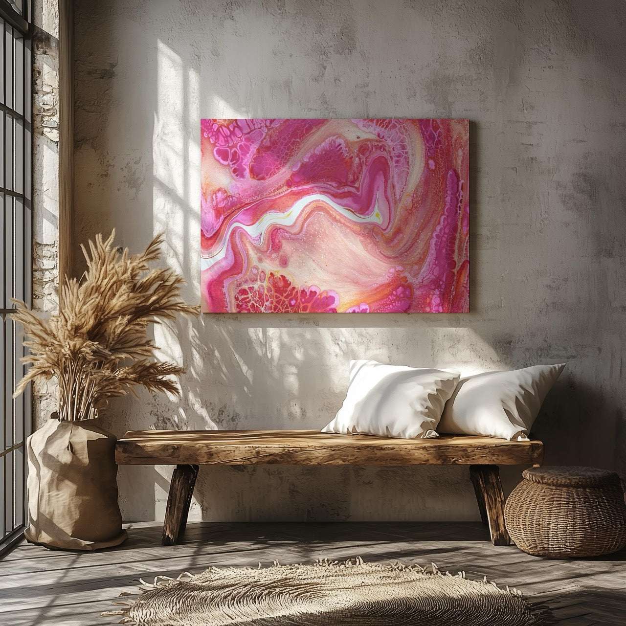 Pink Abstract Whirl of Serenity - Framed Canvas Wall Art Print - House Prints