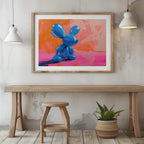 Playful Abstract Blue Balloon Bunny - Rolled Poster Wall Art Print | House Prints