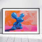 Playful Abstract Blue Balloon Bunny - Rolled Poster Wall Art Print | House Prints