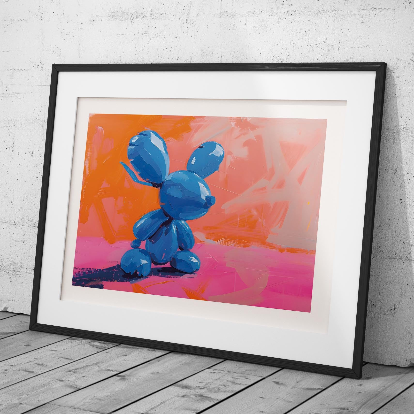 Playful Abstract Blue Balloon Bunny - Rolled Poster Wall Art Print - House Prints