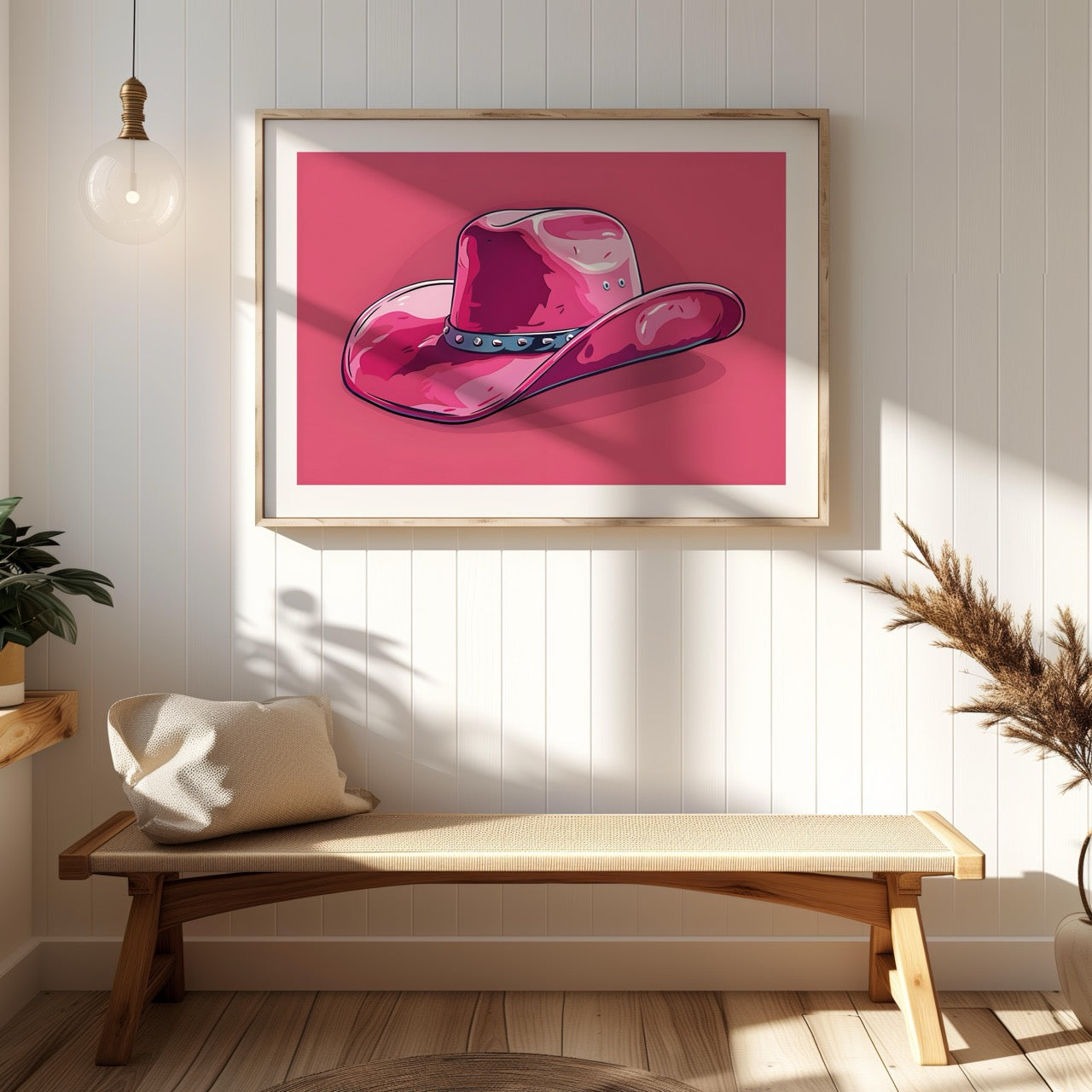 Bold Pink Cowboy Hat - Rolled Poster Wall Art Print | House Prints