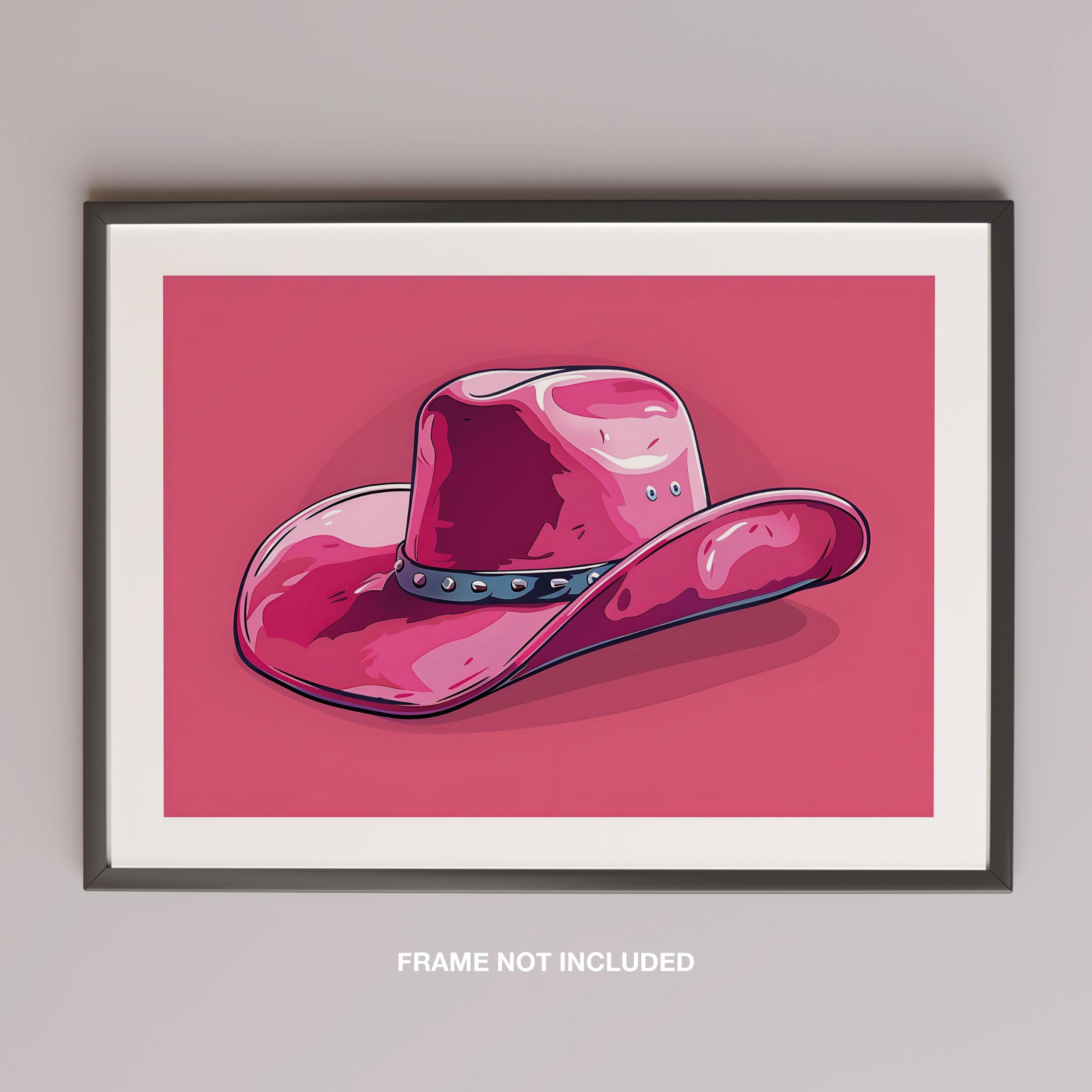 Bold Pink Cowboy Hat - Rolled Poster Wall Art Print | House Prints