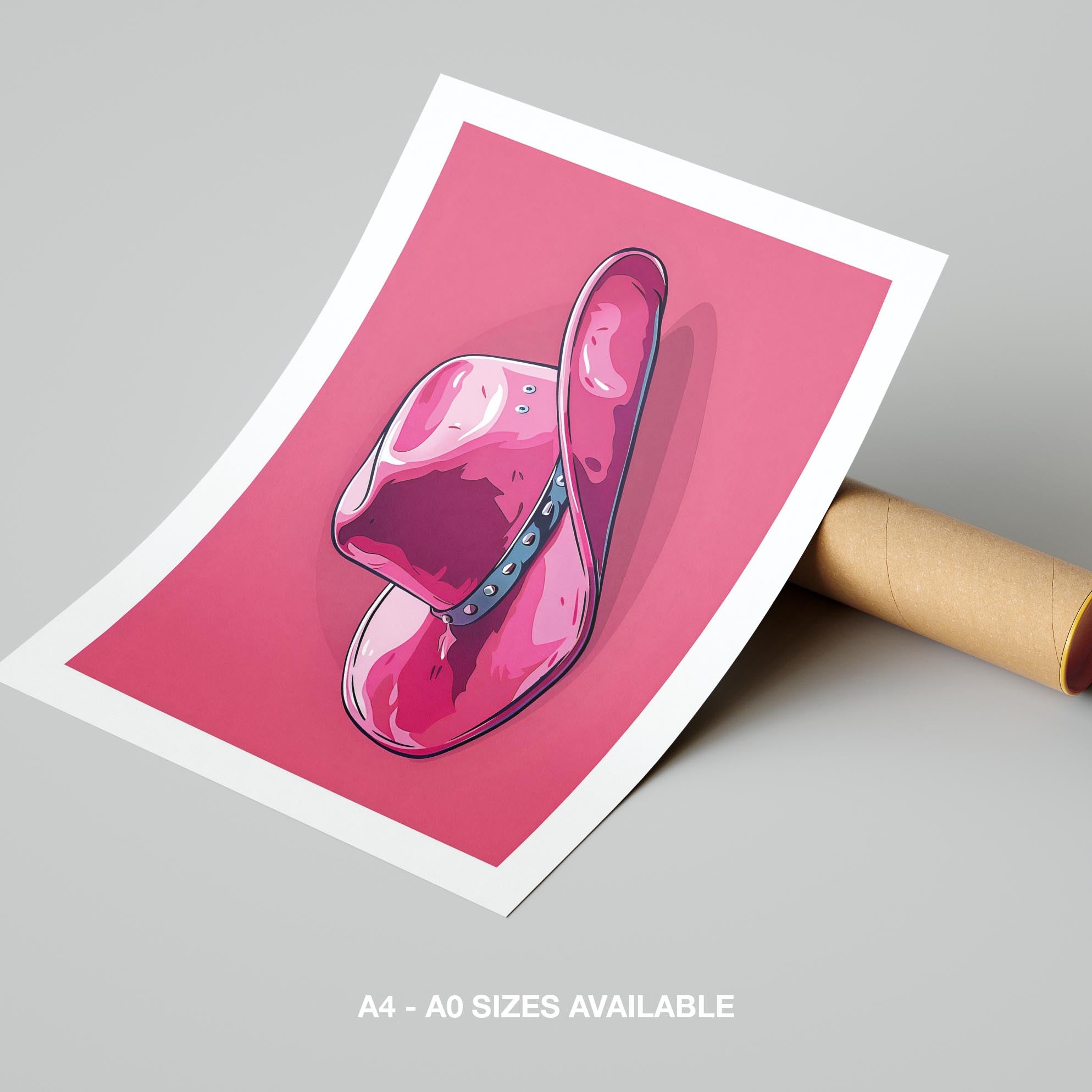 Bold Pink Cowboy Hat - Rolled Poster Wall Art Print | House Prints
