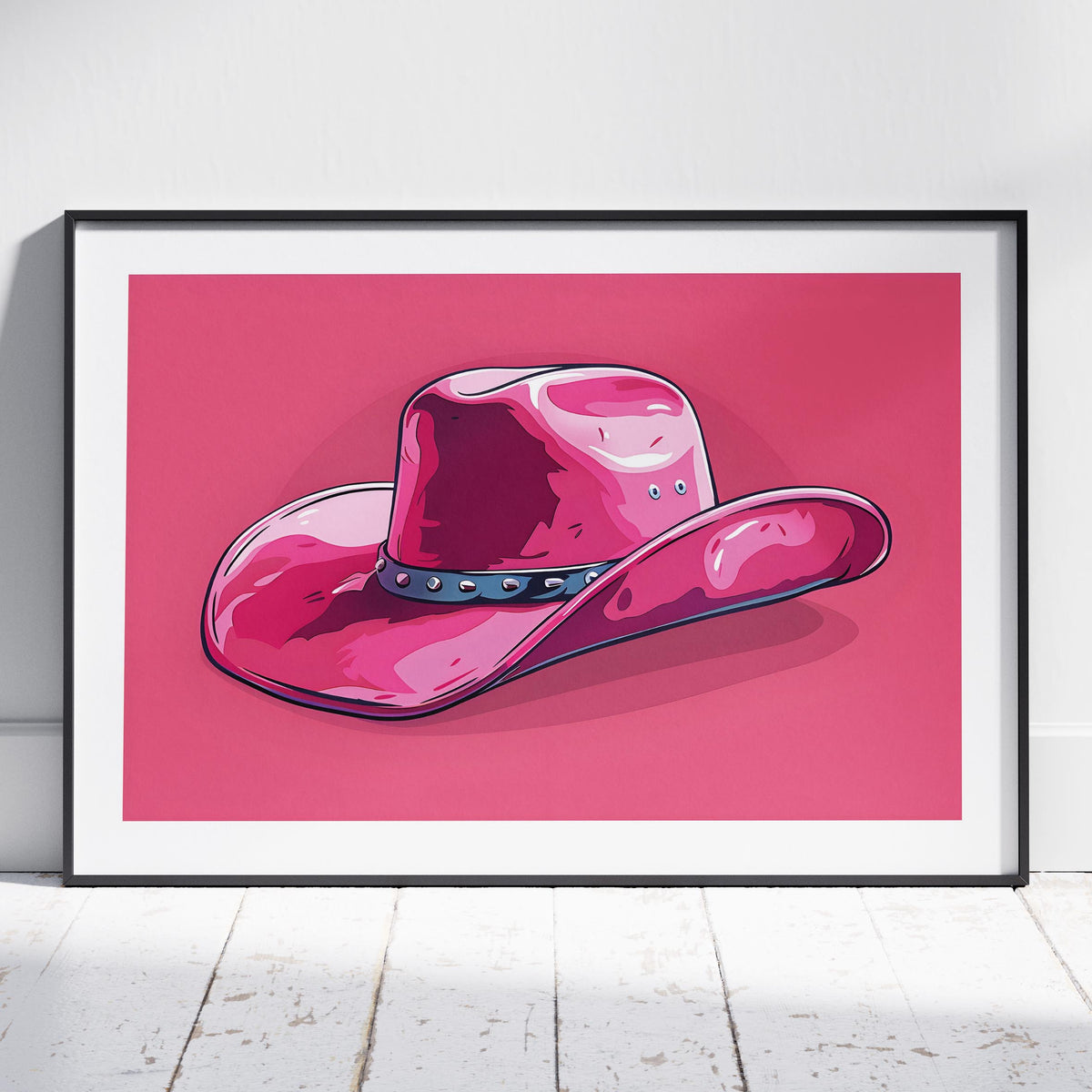 Bold Pink Cowboy Hat - Rolled Poster Wall Art Print | House Prints