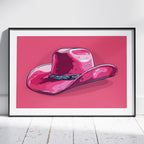 Bold Pink Cowboy Hat - Rolled Poster Wall Art Print | House Prints