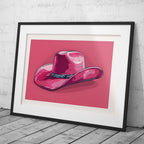 Bold Pink Cowboy Hat - Rolled Poster Wall Art Print | House Prints