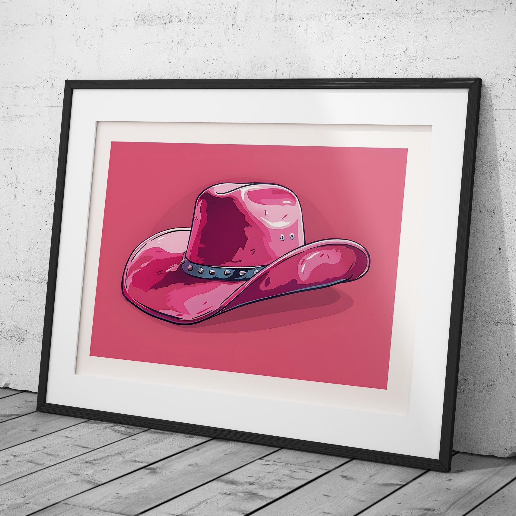 Bold Pink Cowboy Hat - Rolled Poster Wall Art Print | House Prints