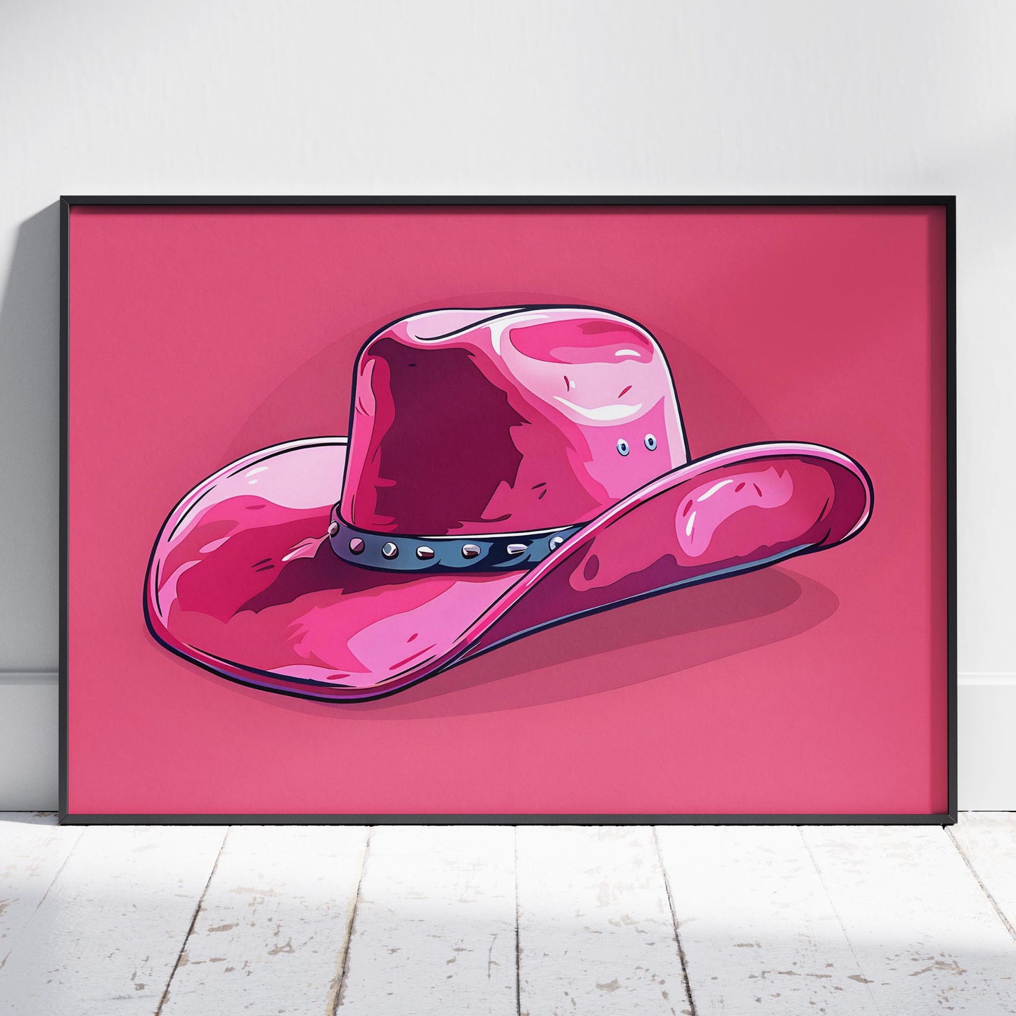 Bold Pink Cowboy Hat - Rolled Poster Wall Art Print - House Prints