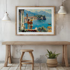 Romantic European Seaside Balcony View - Rolled Poster Wall Art Print | House Prints