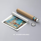 Romantic European Seaside Balcony View - Rolled Poster Wall Art Print | House Prints