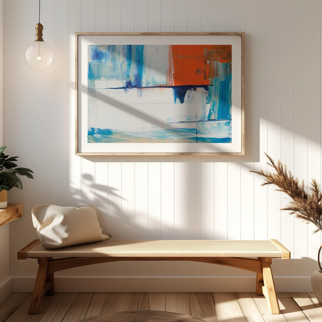 Vibrant Abstract Blue Horizon Layers - Rolled Poster Wall Art Print | House Prints