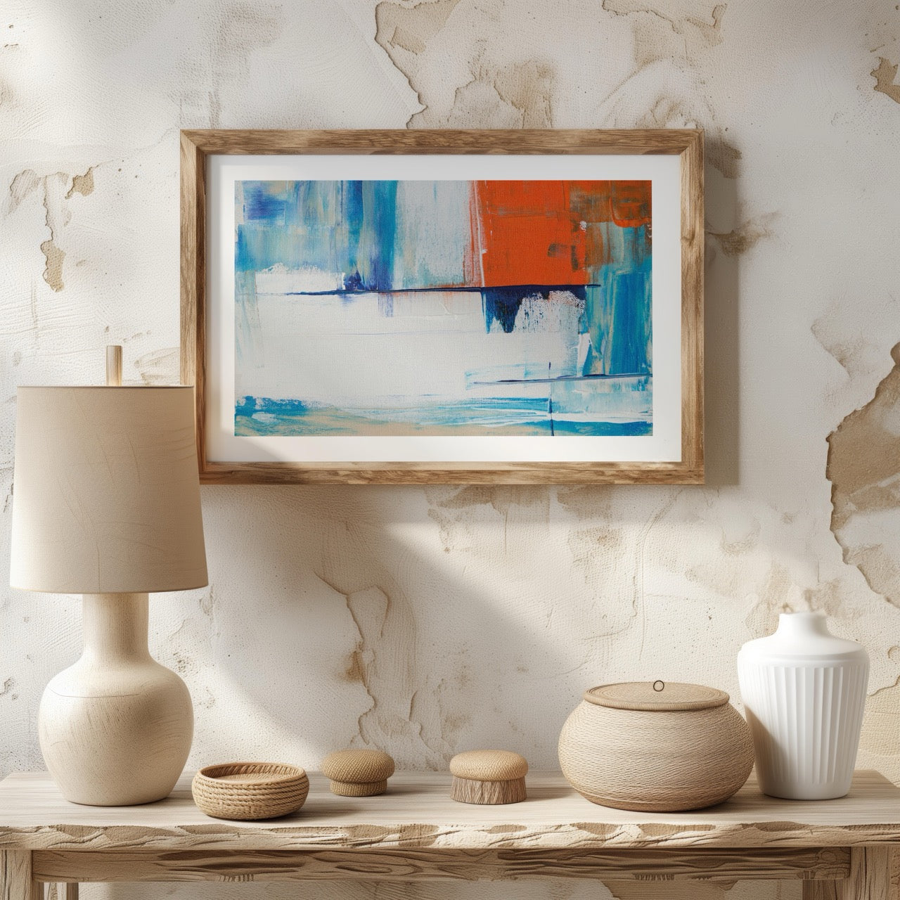 Vibrant Abstract Blue Horizon Layers - Rolled Poster Wall Art Print | House Prints