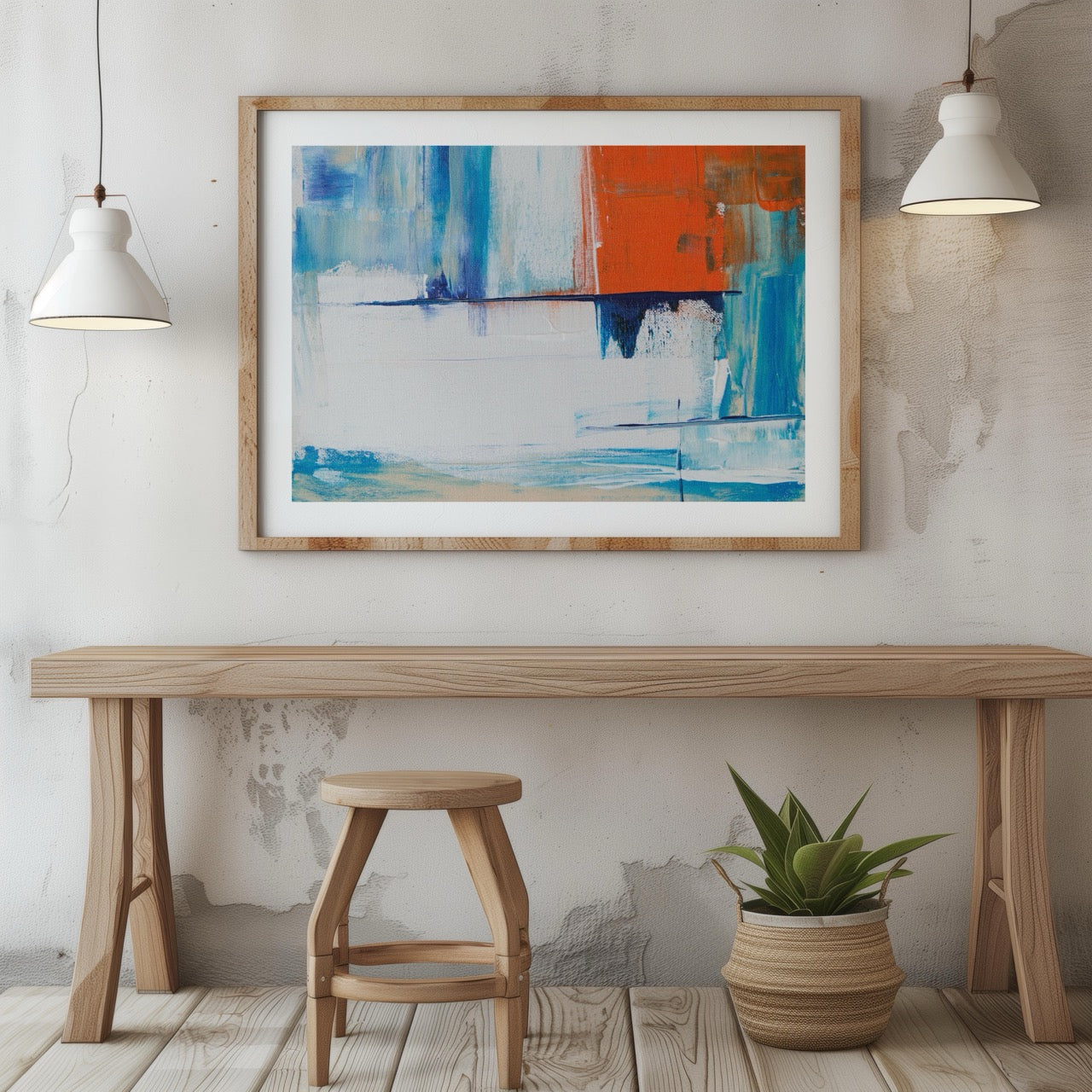 Vibrant Abstract Blue Horizon Layers - Rolled Poster Wall Art Print | House Prints