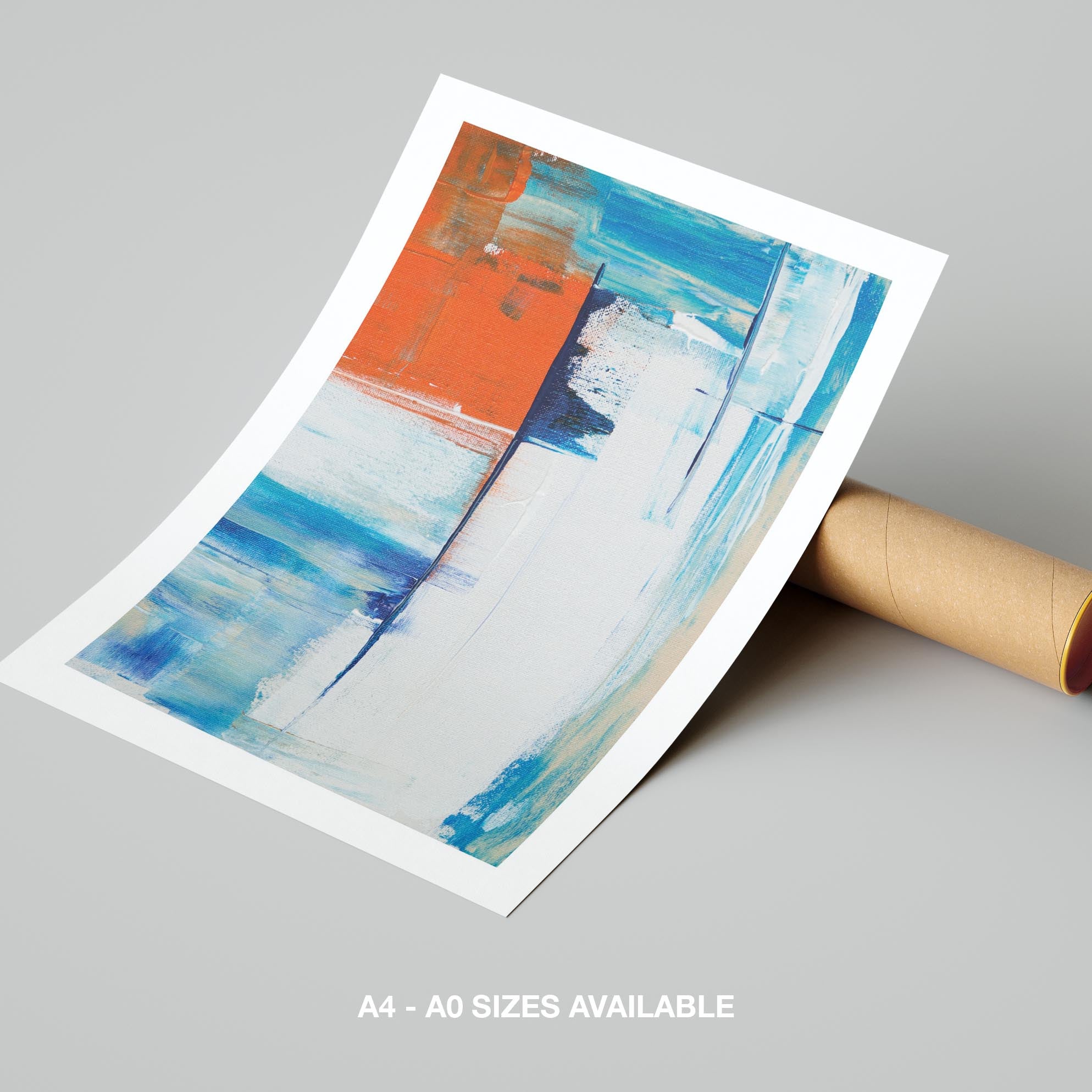 Vibrant Abstract Blue Horizon Layers - Rolled Poster Wall Art Print | House Prints