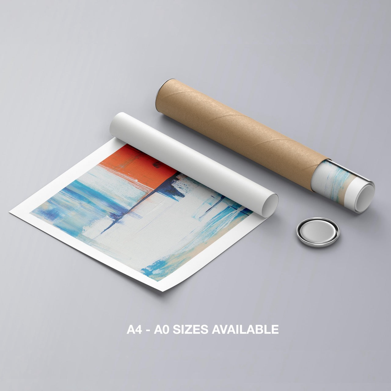 Vibrant Abstract Blue Horizon Layers - Rolled Poster Wall Art Print | House Prints