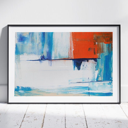 Vibrant Abstract Blue Horizon Layers - Rolled Poster Wall Art Print - House Prints