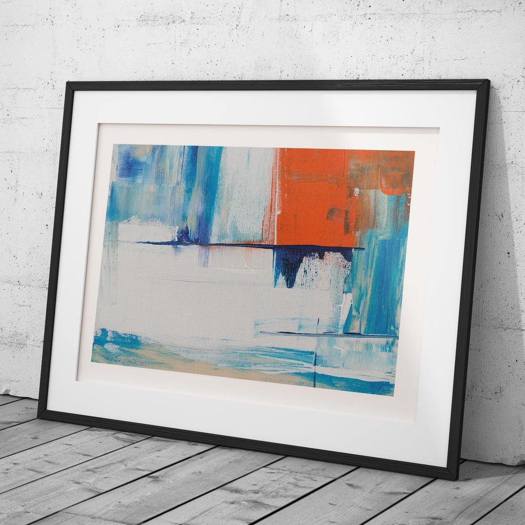 Vibrant Abstract Blue Horizon Layers - Rolled Poster Wall Art Print | House Prints