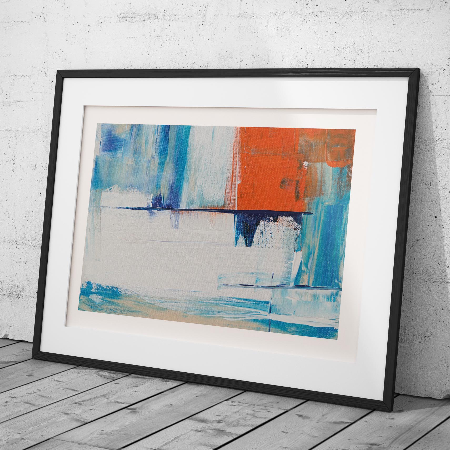 Vibrant Abstract Blue Horizon Layers - Rolled Poster Wall Art Print | House Prints