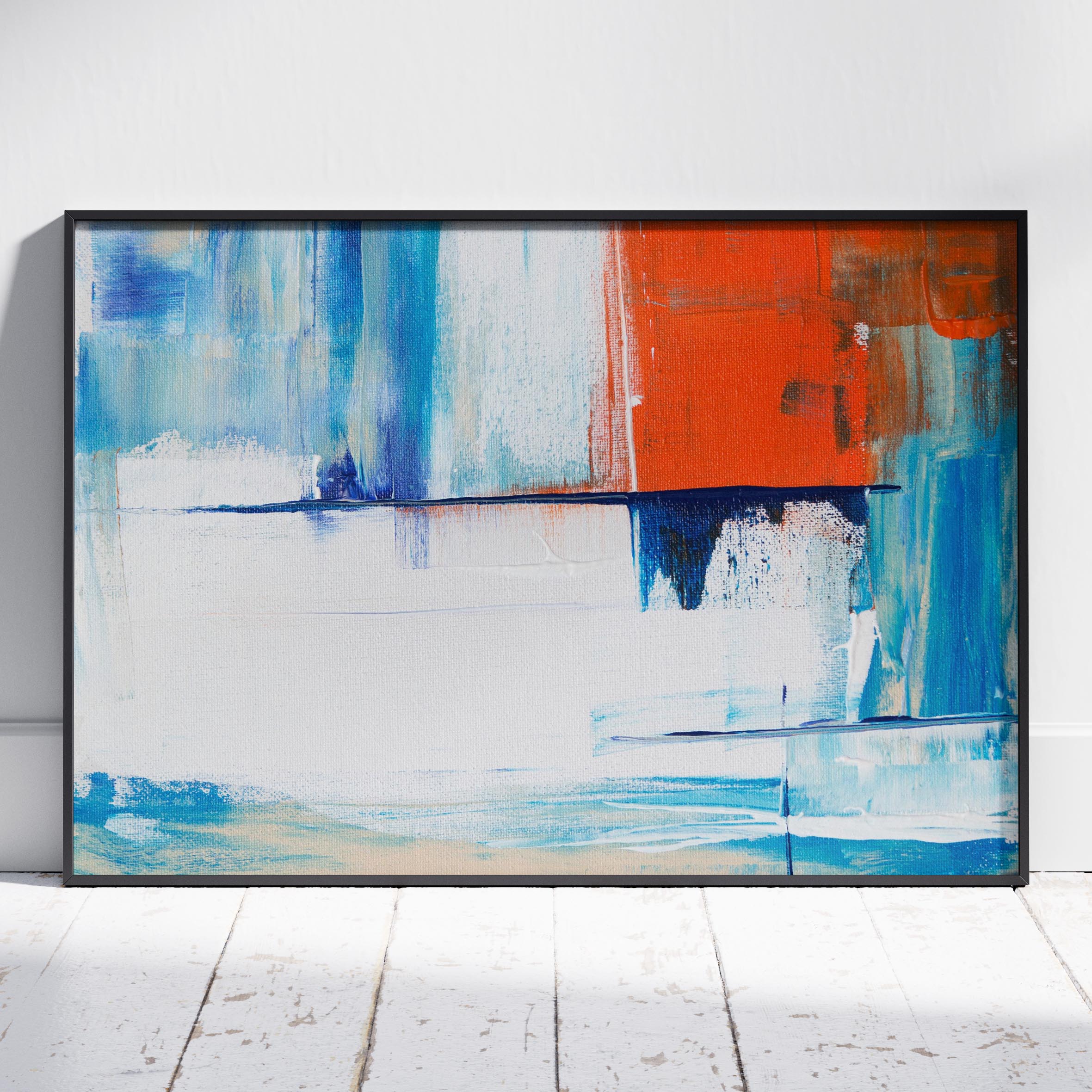 Vibrant Abstract Blue Horizon Layers - Rolled Poster Wall Art Print | House Prints